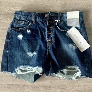 Pink Lily Button Fly Jean Denim Shorts Size Small